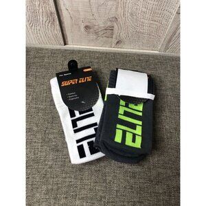 Super Elite Adult Small Normal Cut Sports Cushioned Quick Dry Socks 2 Pairs